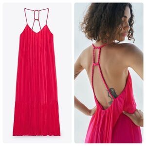 Zara VOLUMINOUS BRAIDED STRAP DRESS NEW